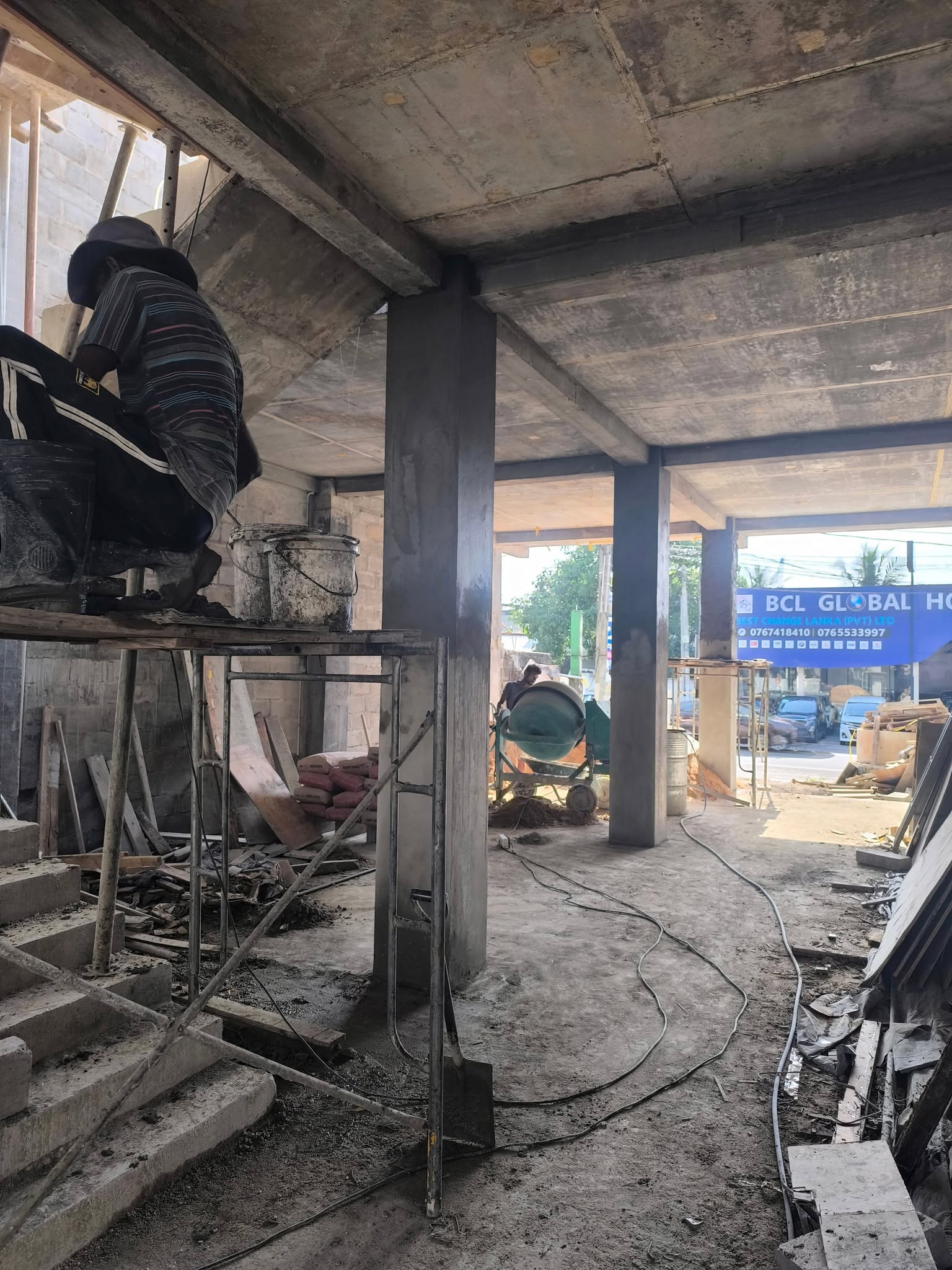 Commercial building site construction progress