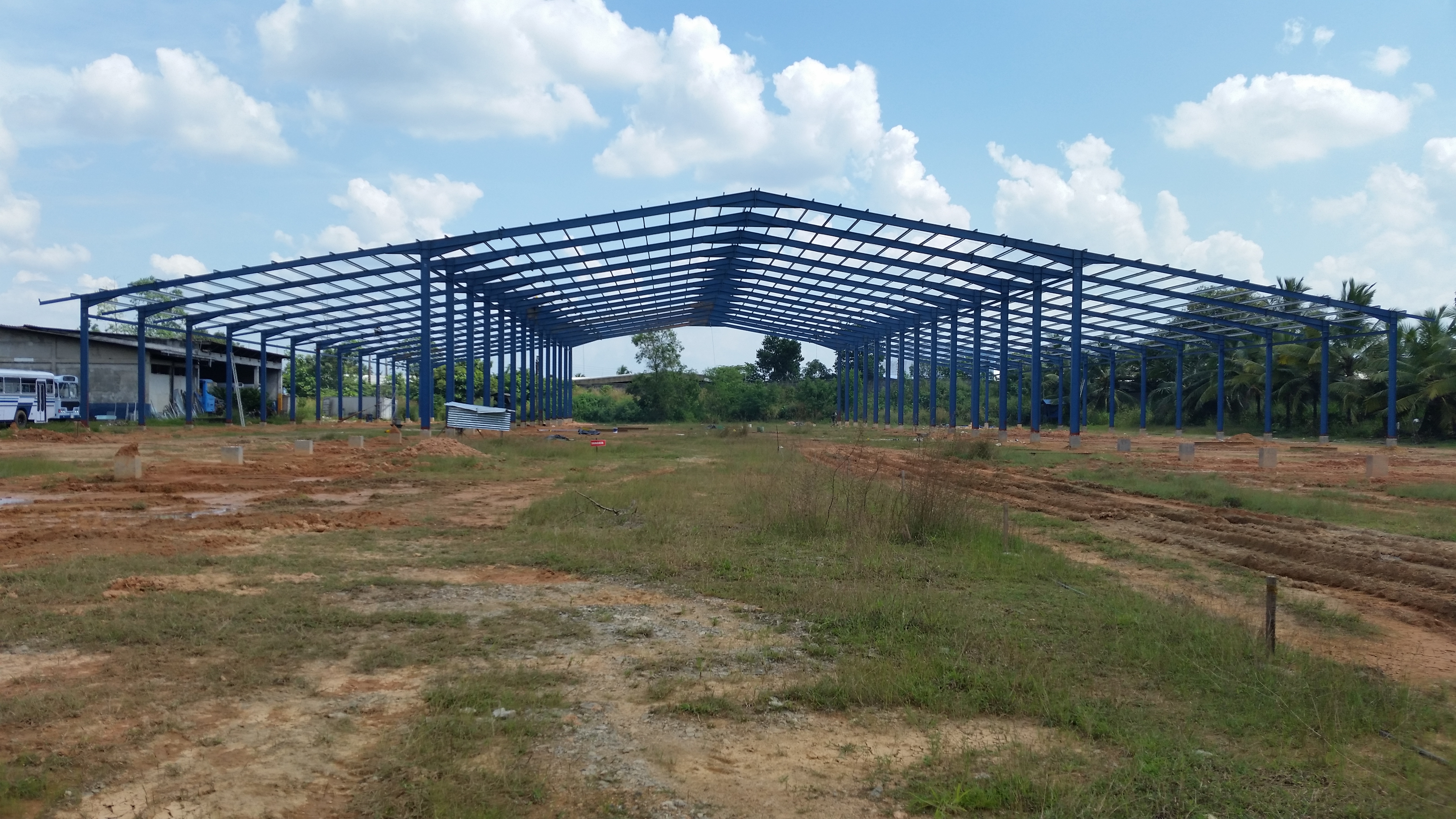 Industrial steel frame construction progress