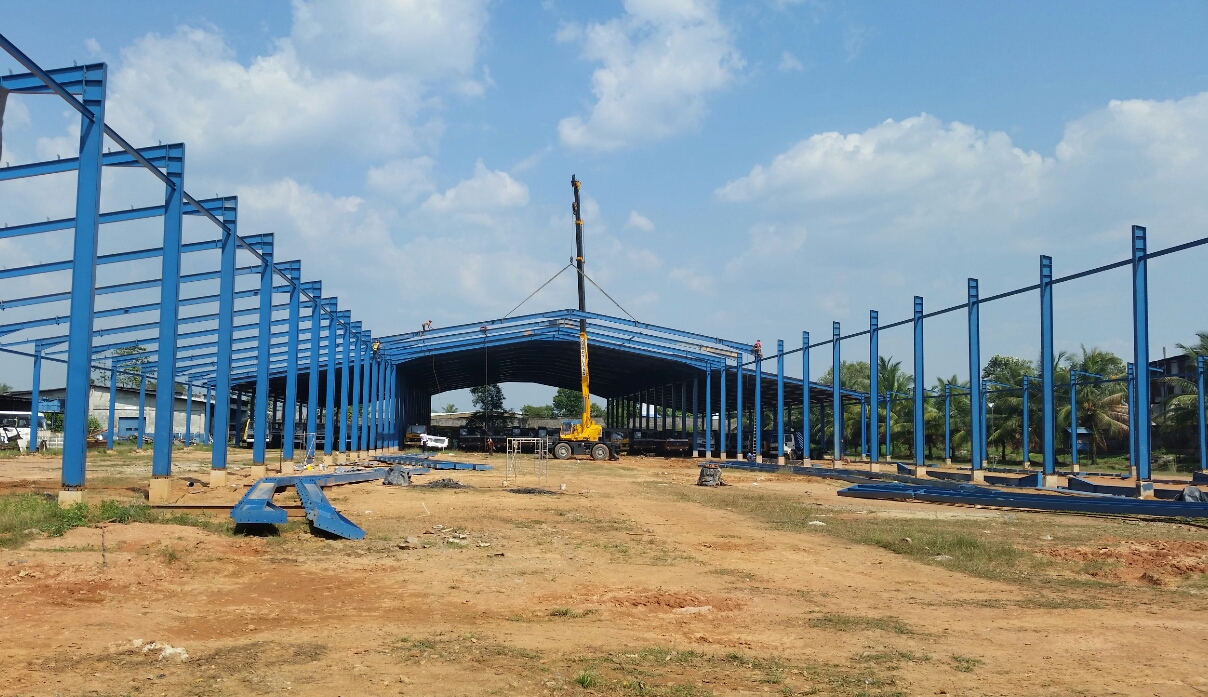 Steel building construction stage at Panagoda